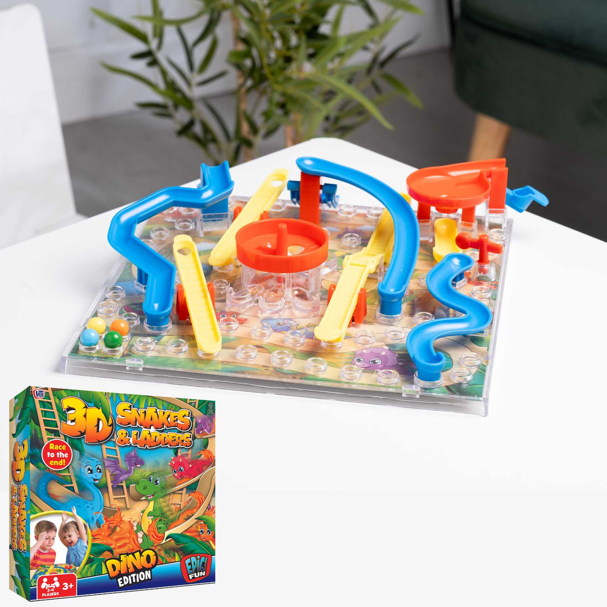 3D Snakes and Ladders Board Game - Dinosaur Edition Boxed Family Games