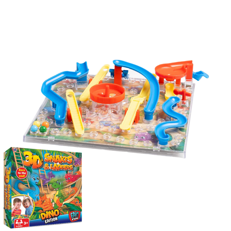 3D Snakes and Ladders Board Game - Dinosaur Edition Boxed Family Games