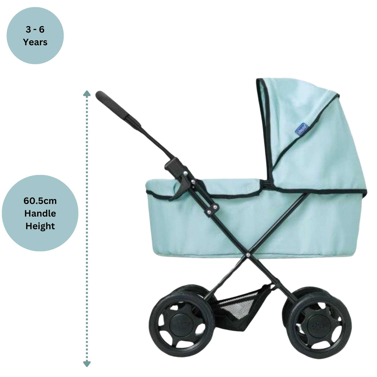 Chicco Amore Dolls Pram - Elegant and Sturdy Toy Pram for Dolls with Adjustable Handle