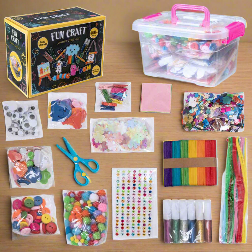 Jumbo Arts and Crafts Supplies Kit with Storage Box - 400+ Pieces