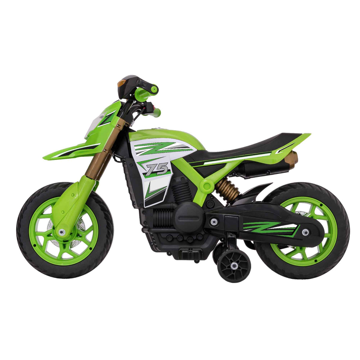 EVO Venom Green Rally Bike Ride On for ages 3+, featuring a bold green color, rugged rally design, durable frame, wide stable wheels, and easy-grip handles for safe and adventurous outdoor play.