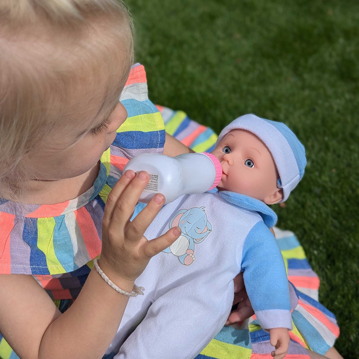 BabyBoo Bed Time Babypuppe mit Flasche - Blau