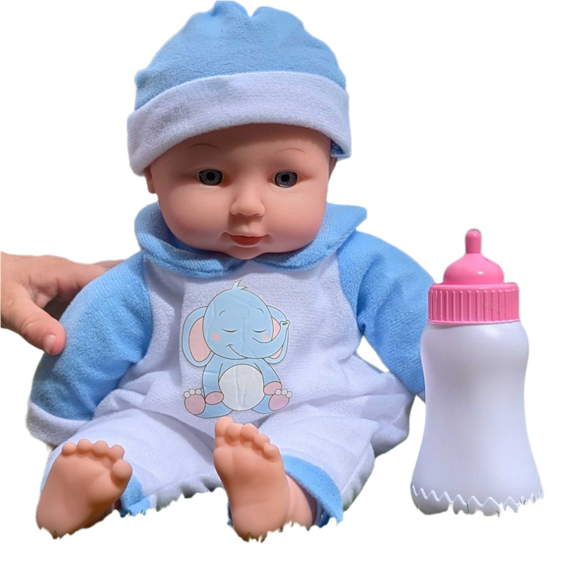BabyBoo Bed Time Baby Doll with Bottle - Blue Dolls