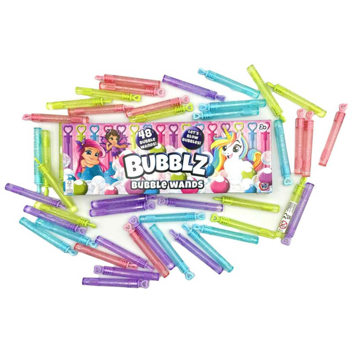 Bubblz 48 Pack of Bubble Wands: Includes Pastel bubble wands and bubble solution, perfect for outdoor play, parties, and group activities, designed for children and safe for all ages.