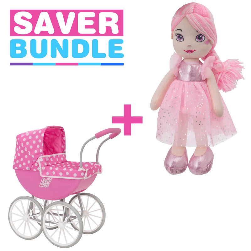 My First Carriage Dolls Pram Rosie Rag Doll Bundle