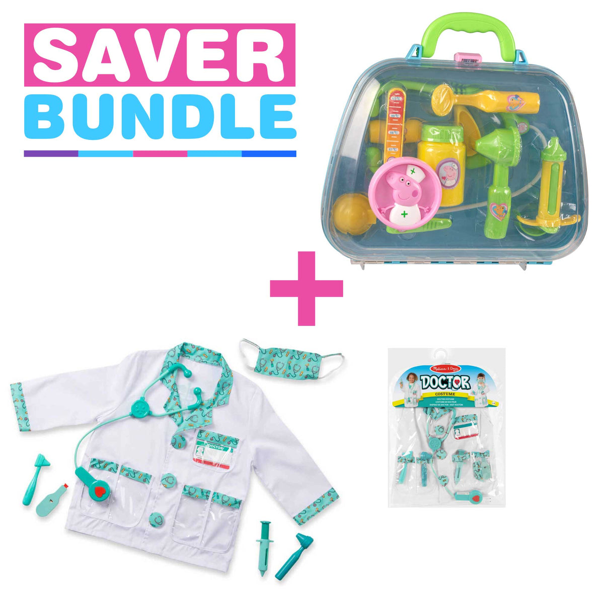 Melissa and Doug Doctor Fancy Dress + Peppa Pig&#39;s Medic Nurse Playset - Bundle Medic