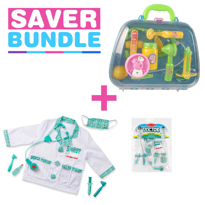 Melissa and Doug Doctor Fancy Dress + Peppa Pig's Medic Nurse Playset - Bundle Medic