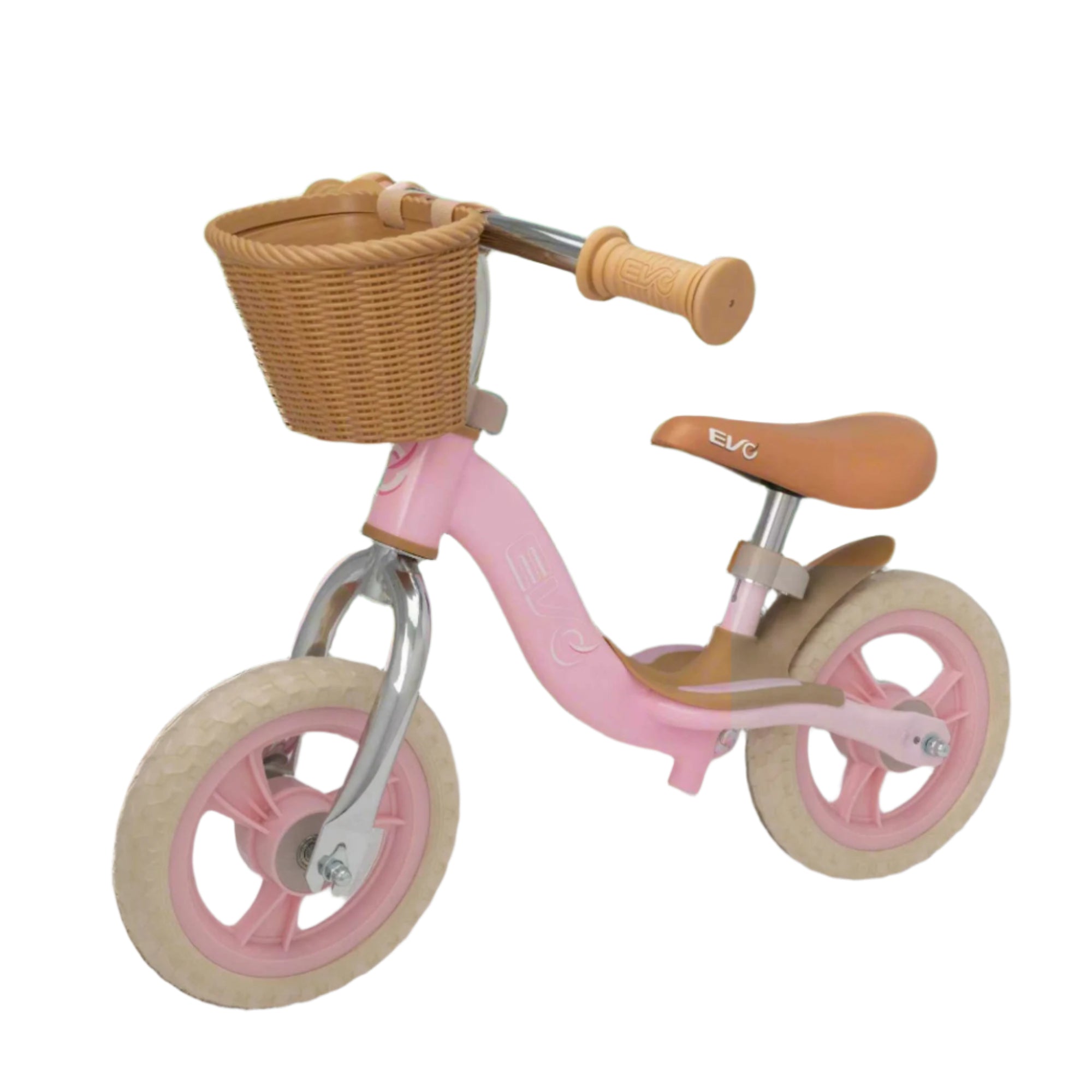 EVO 10" Glider Balance Bike With Basket - Pink Balance Bike