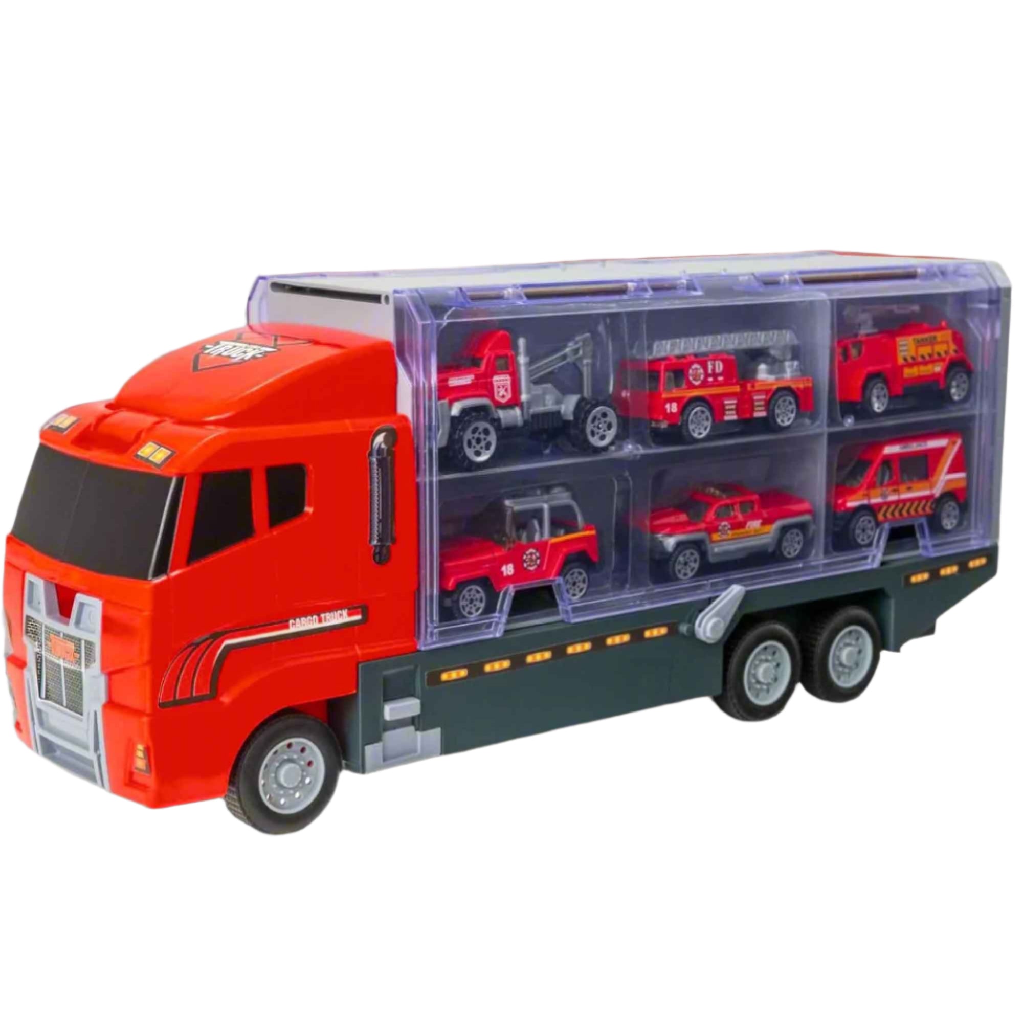 Fire Service Transporter Toy Truck Playset