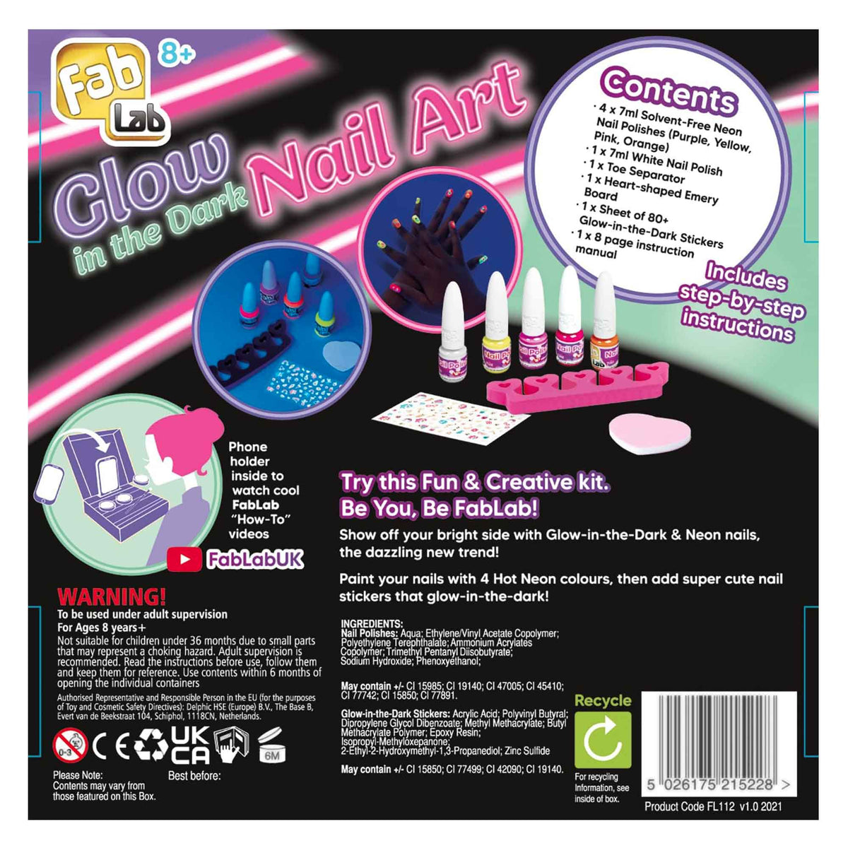 FabLab Glow in the Dark Nail Art Craft Kits