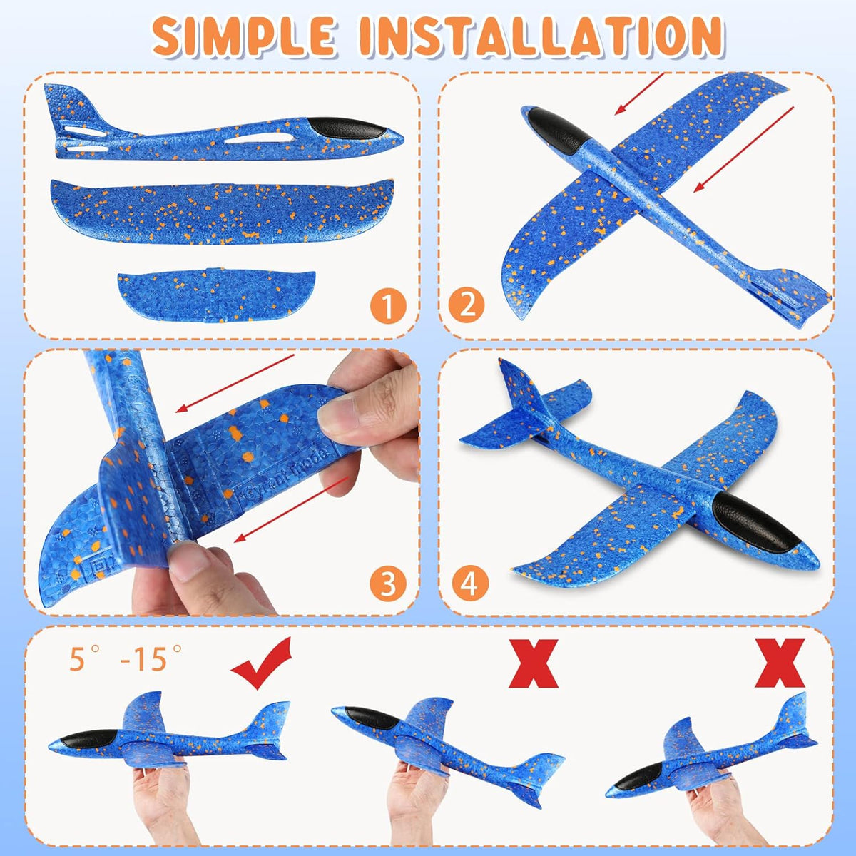 Hot Shots Mega Glider Aeroplane Toy - Durable foam glider with aerodynamic design, perfect for kids and adults, providing long-distance, stable flights up to 100 feet, ideal for outdoor play.