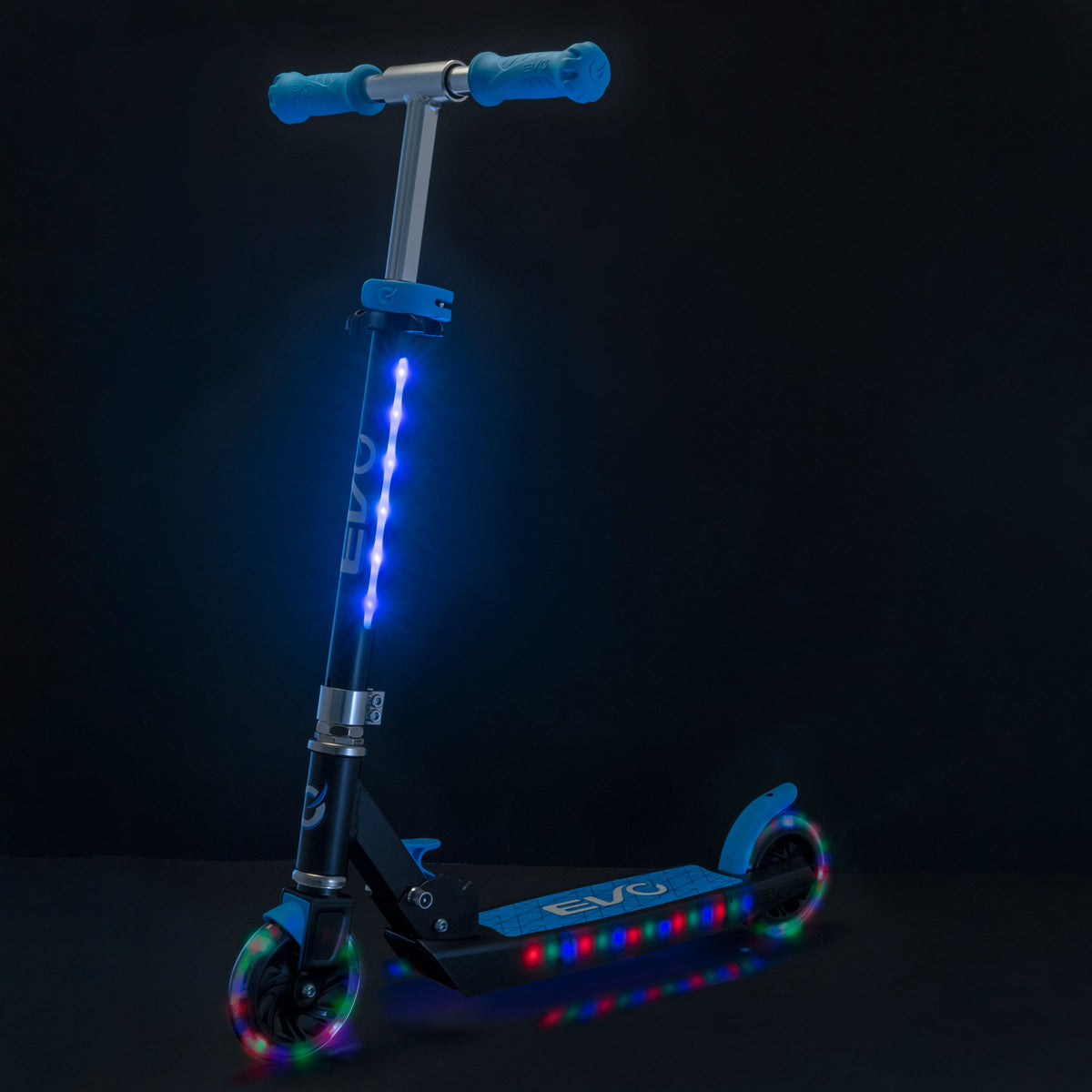 EVO Children&#39;s Light Up Light Blast Scooter for Kids Ages 5 and Up with LED Wheels and Adjustable Handlebar , perfect for enhancing motor skills and outdoor fun.