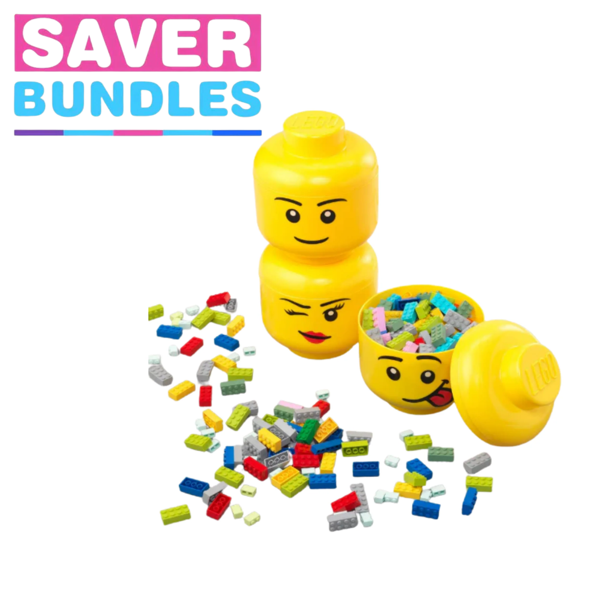 Lego Head Bundle - 3x Lego Storage Heads