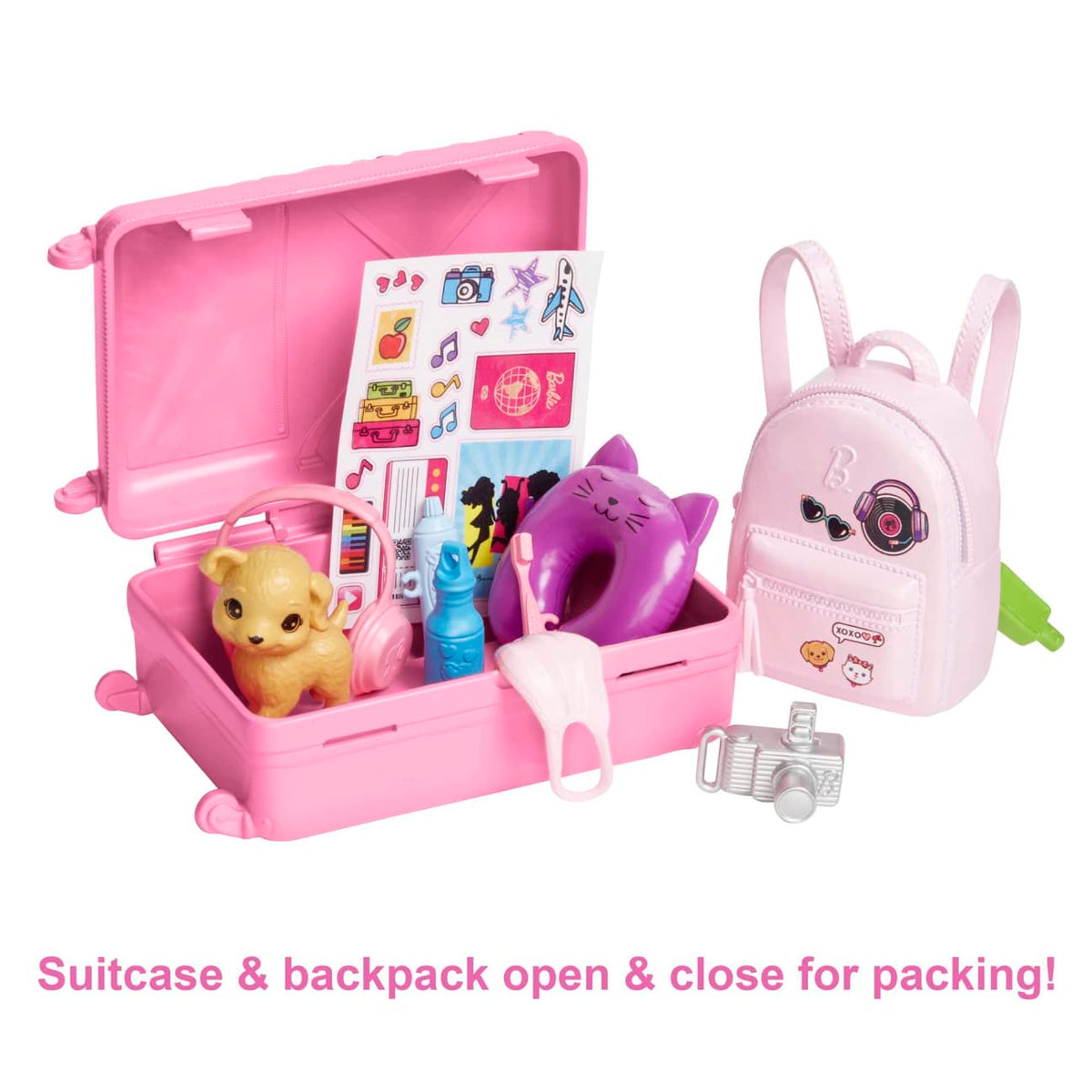 Barbie &#39;Malibu&#39; Travel Set - 10+ Pieces Including Working Suitcase &amp; Puppy Dolls