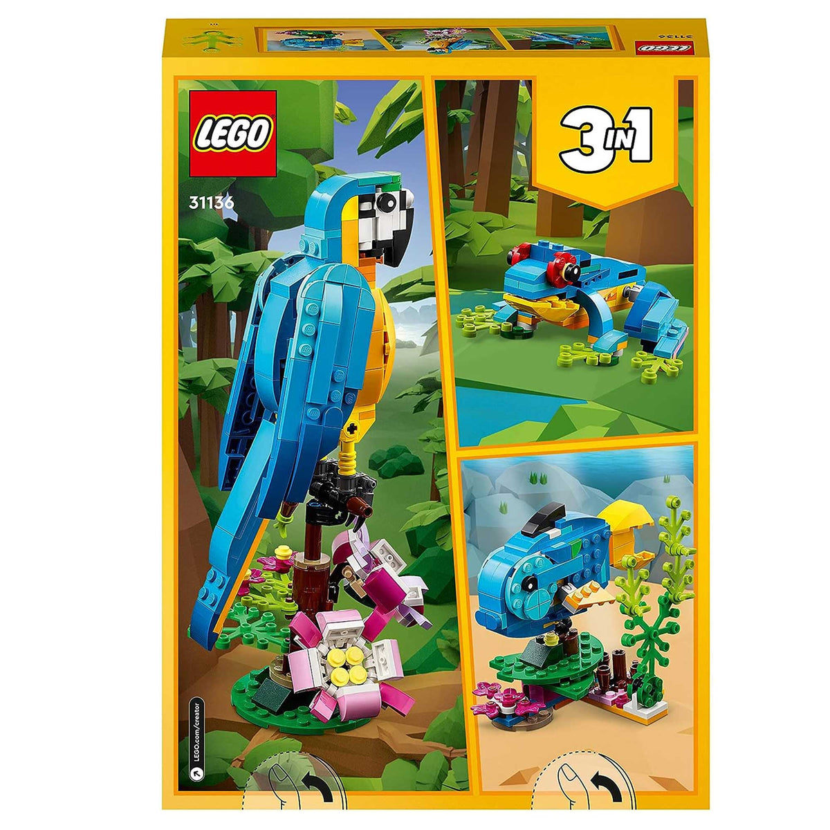 LEGO Creator 3-in-1 31136 Exotic Parrot Animals Building Set
