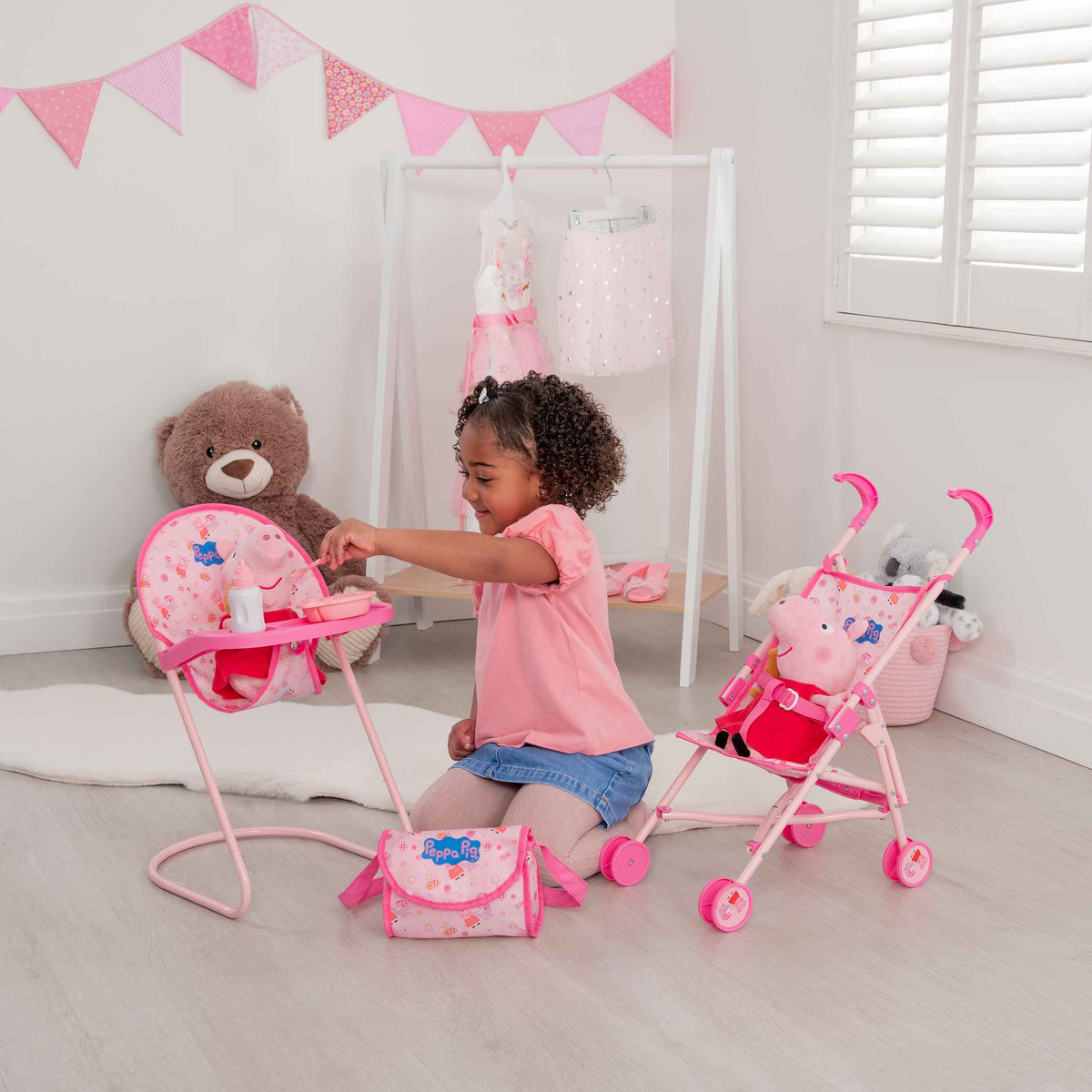 Peppa Pig Nursery Bundle - 7 Piece Playset Dolls Accessories