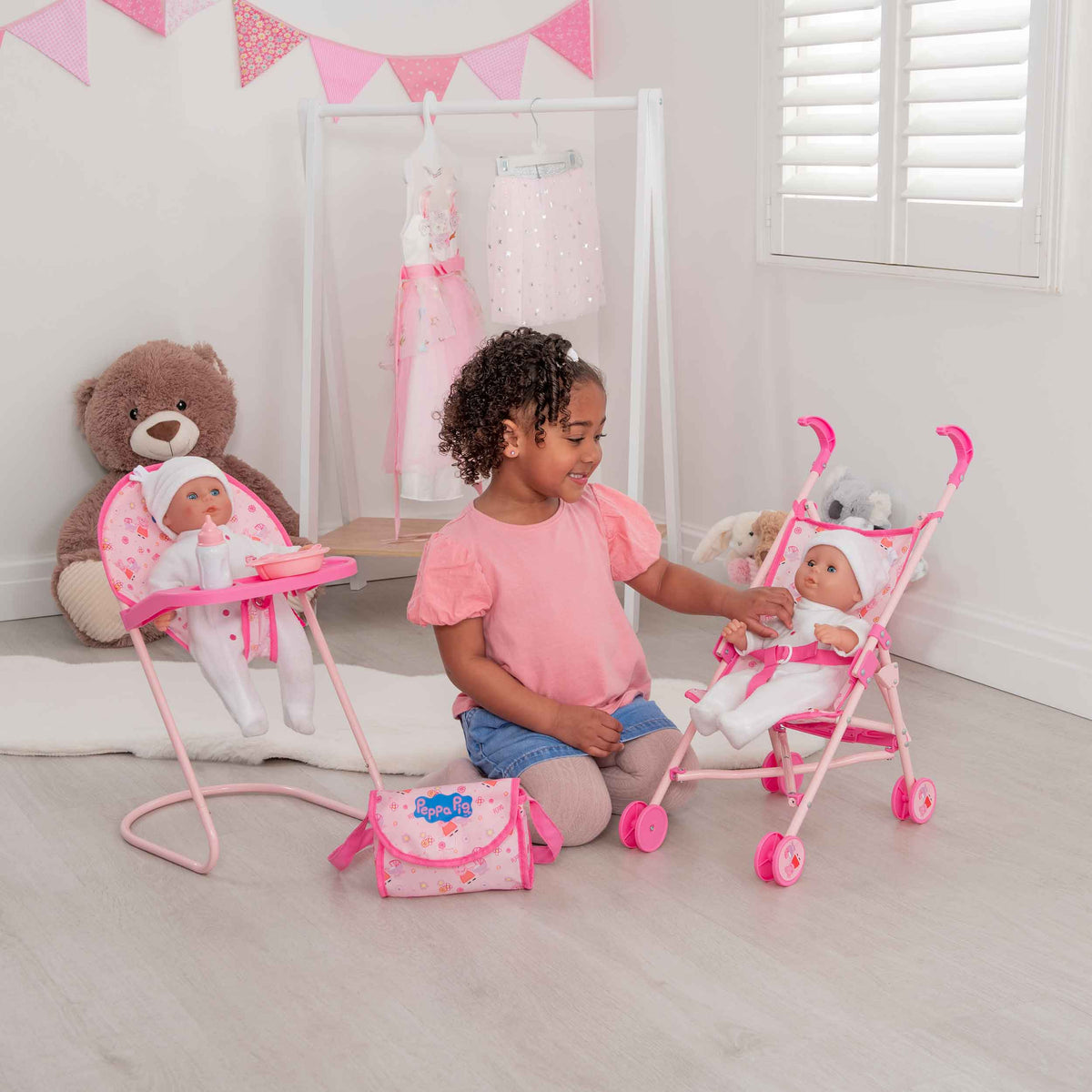 Peppa Pig Nursery Bundle - 7 Piece Playset Dolls Accessories