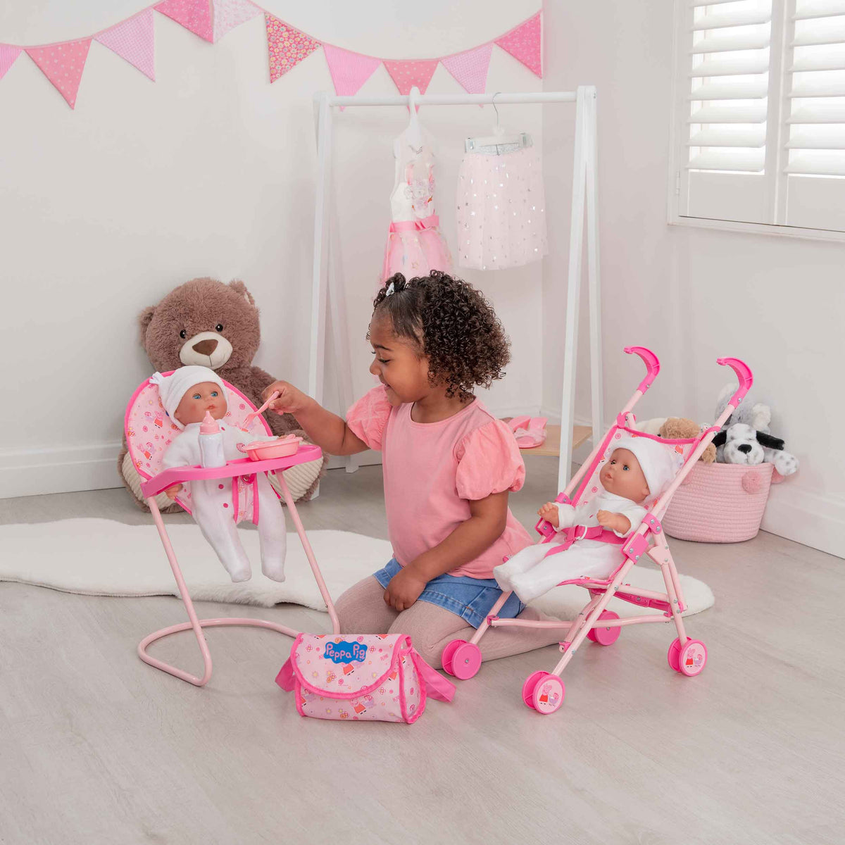 Peppa Pig Nursery Bundle - 7 Piece Playset Dolls Accessories