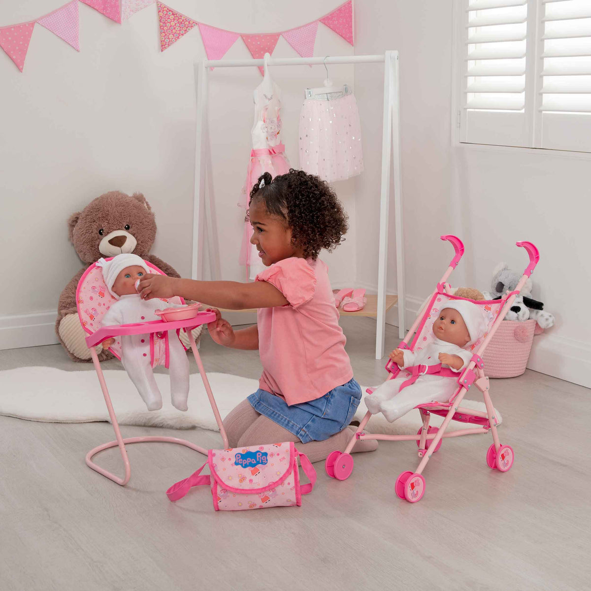 Peppa Pig Nursery Bundle - 7 Piece Playset Dolls Accessories