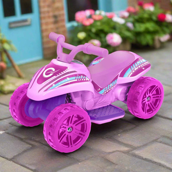 Evo 6V Kids Electric Ride On Pink Shimmer Mini Quad