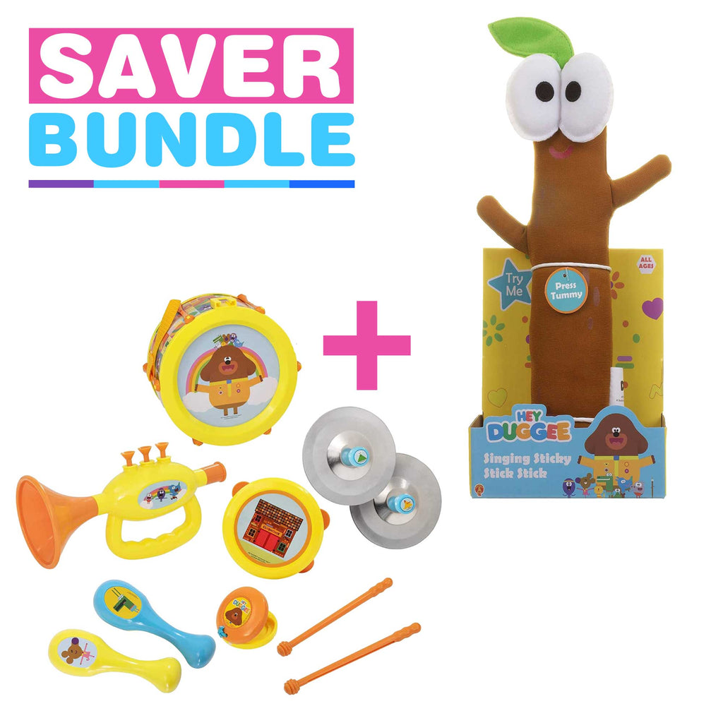 Hey Duggee Musical Big Band Toy Set Hey Duggee Singing Sticky Stick Soft Toy Bundle