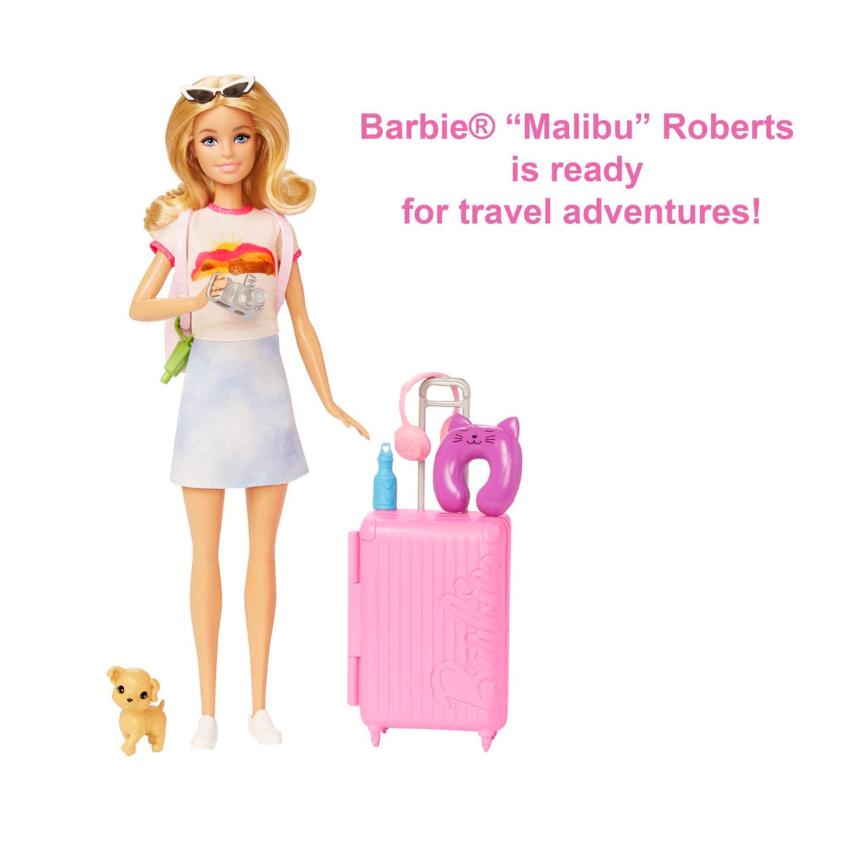 Barbie &#39;Malibu&#39; Travel Set - 10+ Pieces Including Working Suitcase &amp; Puppy Dolls