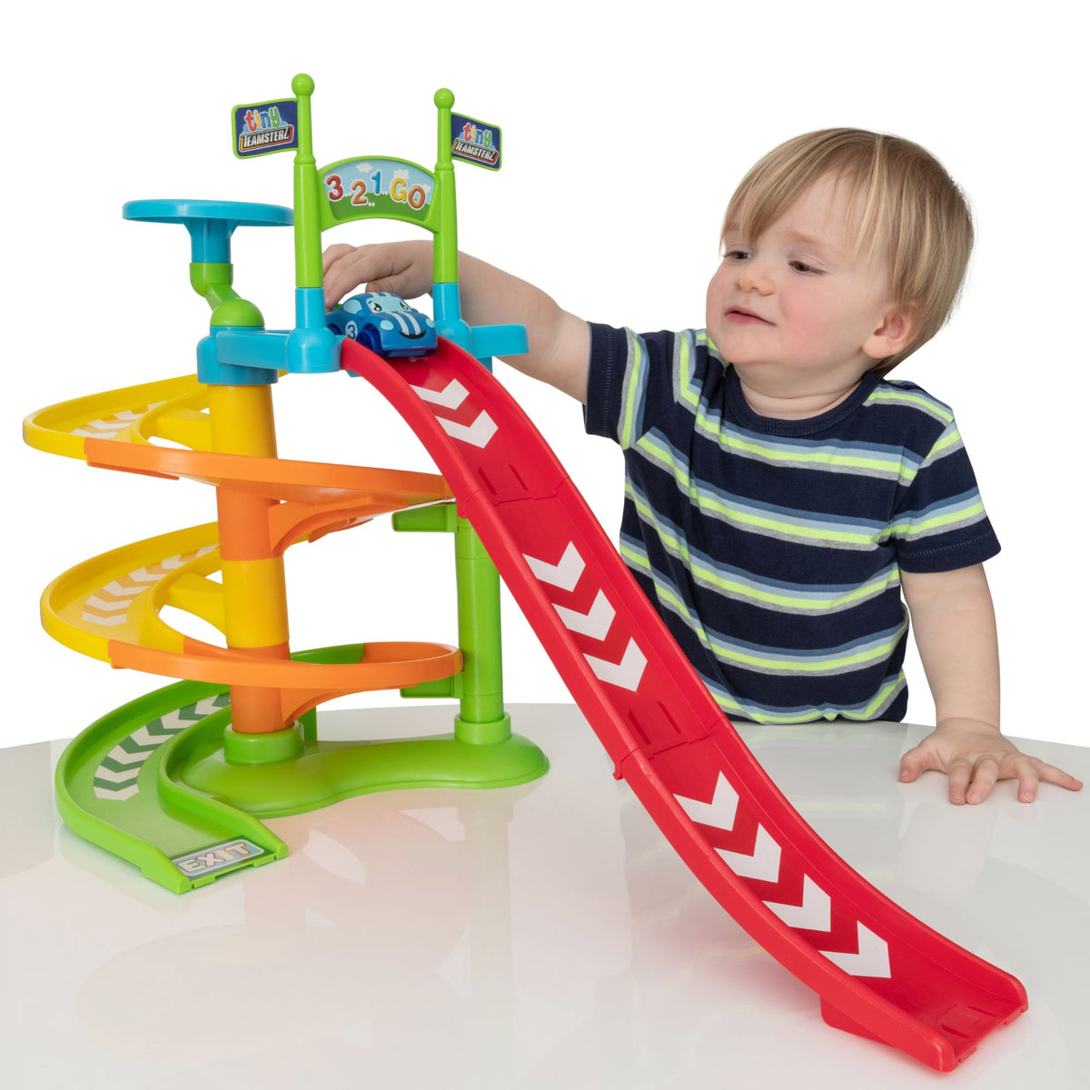 Tiny Teamsterz Spiral Raceway Launcher | Includes 1 Soft Touch Car Cars &amp; Transporters