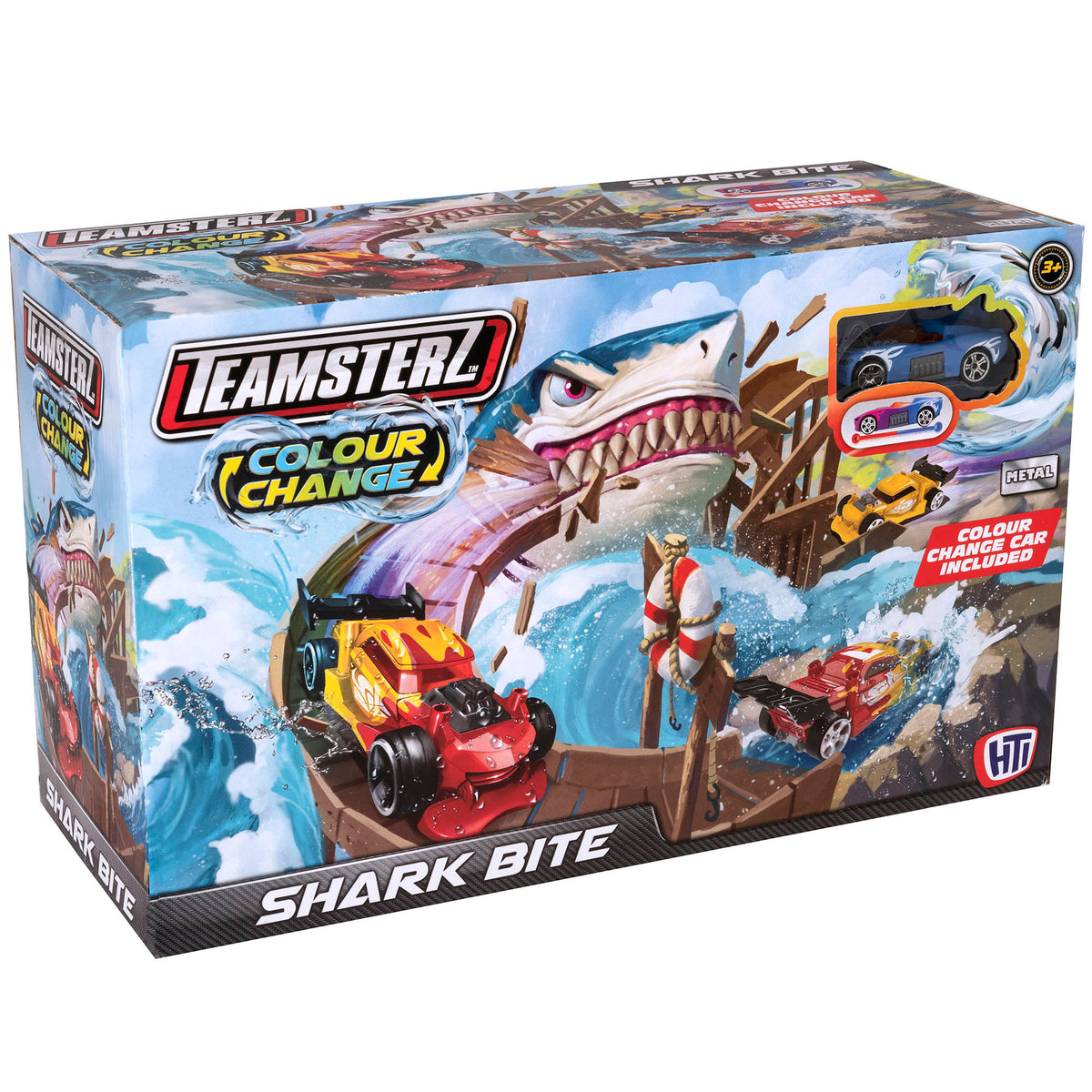 Teamsterz Colour Change Shark Bite Play Set - With 5 Cars