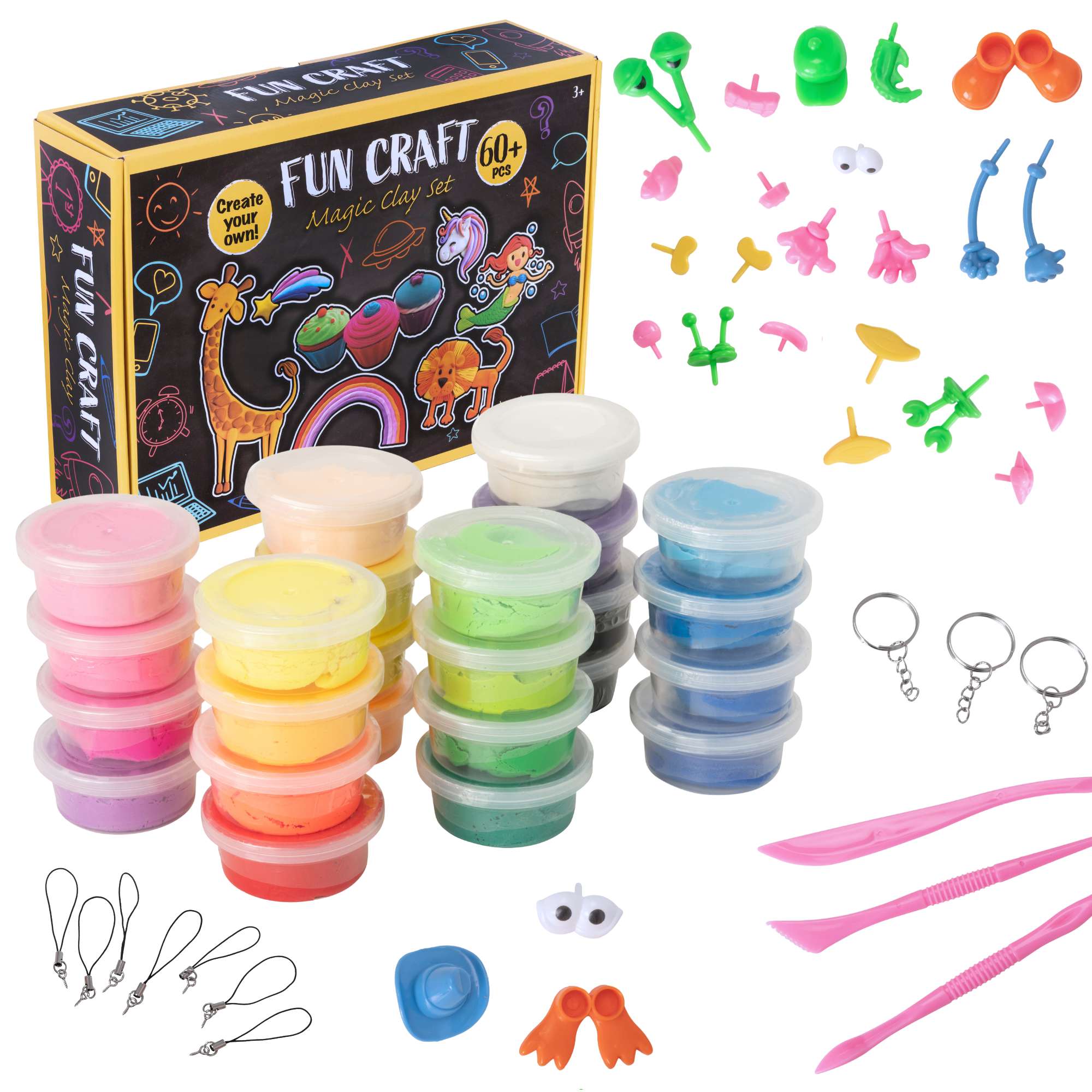 Fun Craft Magic Modelling Clay Kit - 60+ Pieces Craft Kits