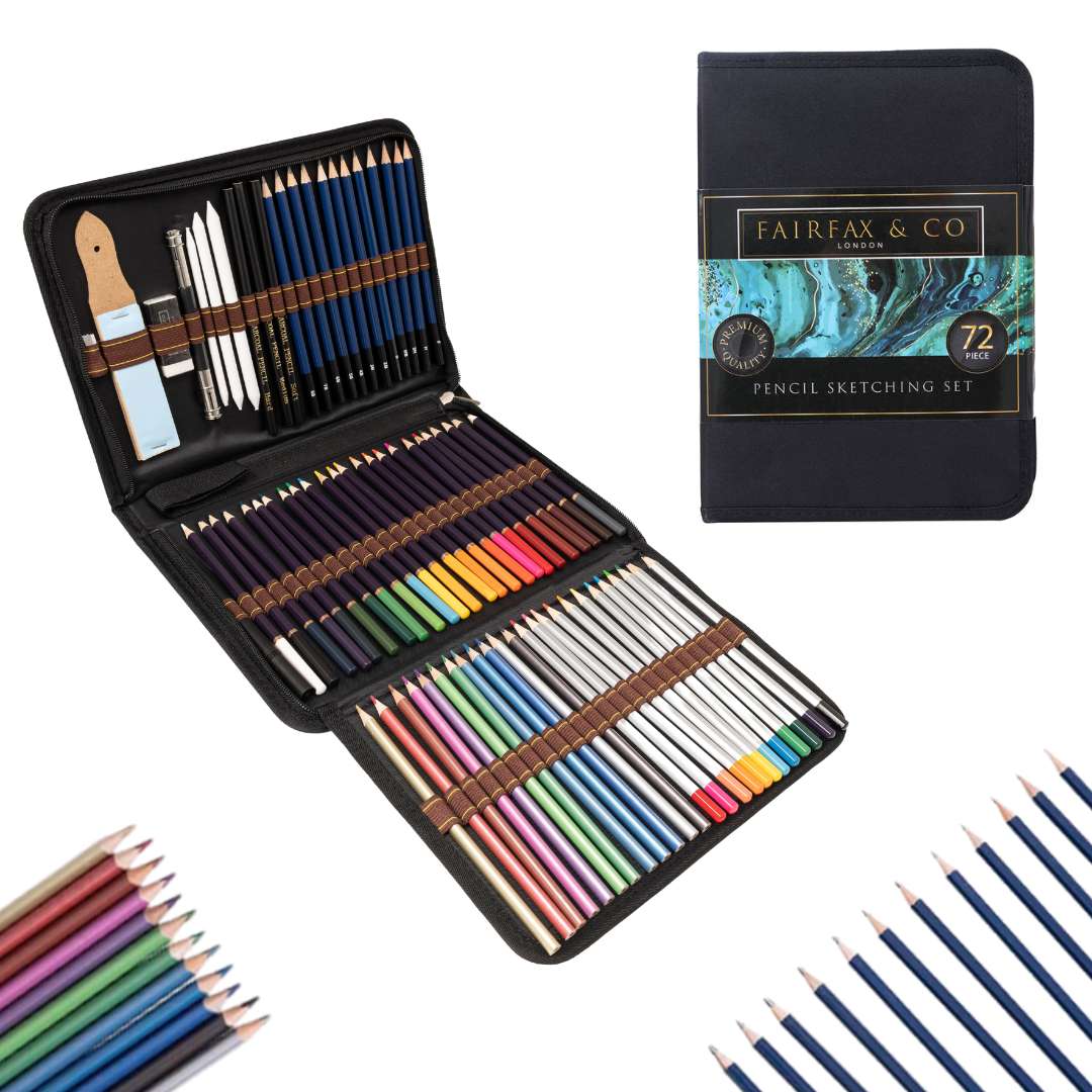 & 72 Piece Pencil Drawing Set – Professional Sketching & Coloured Art Kit