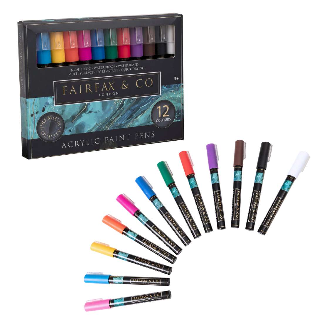 FairFax & Co Deluxe Acrylic Paint Pen Set - 12 Pens Art Supplies