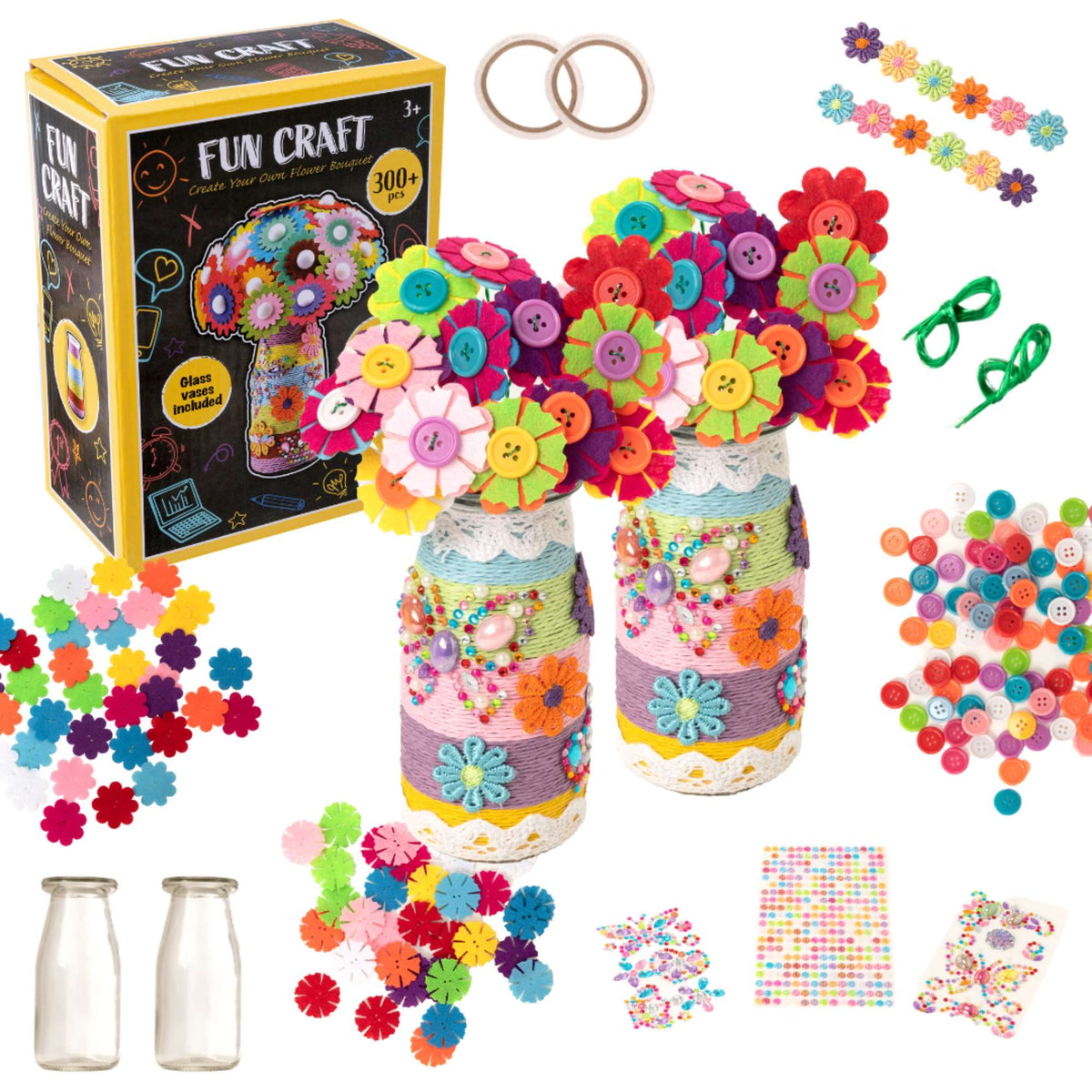 Fun Craft Make Your Own Flower Bouquet - 300+ Pieces Craft Kits