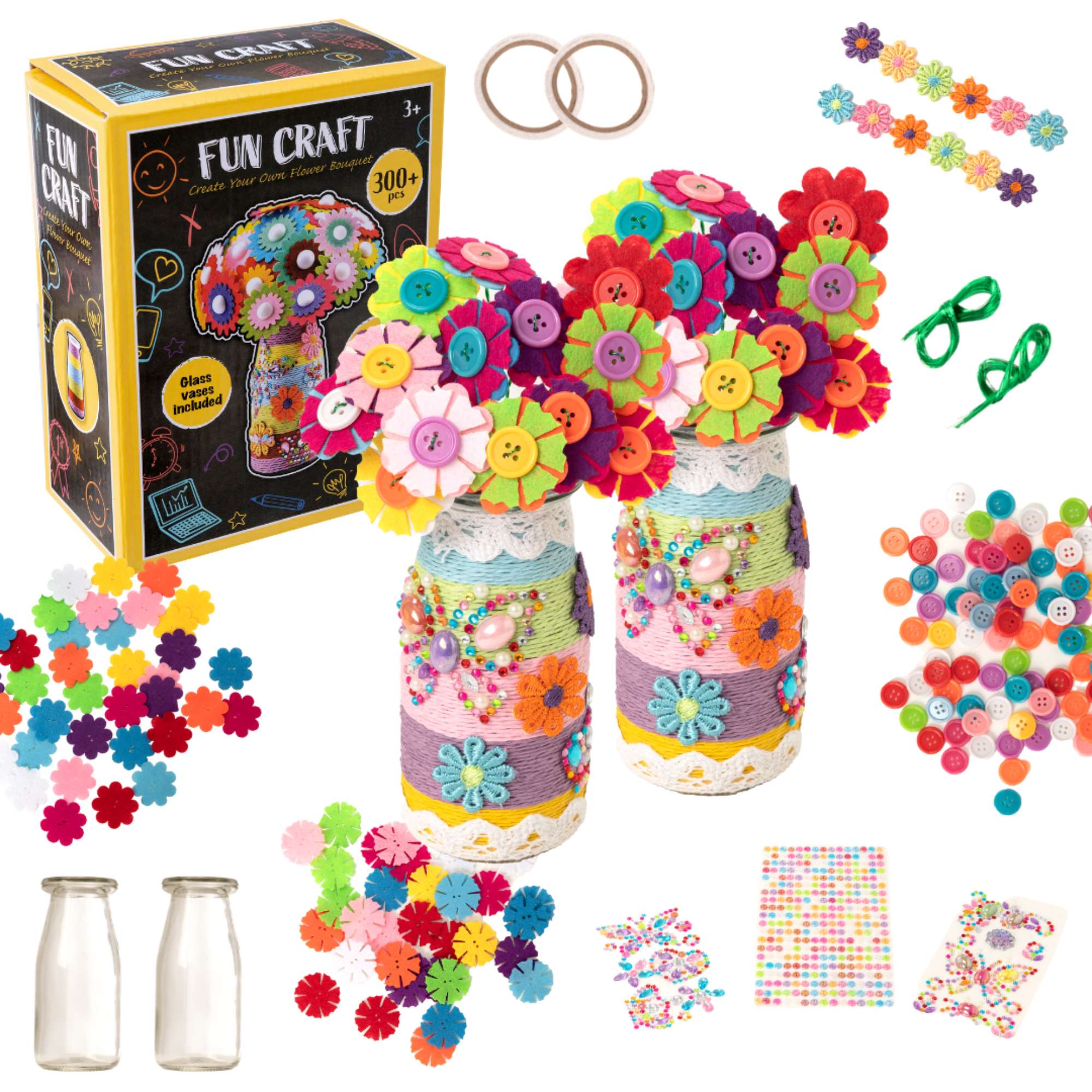 Fun Craft Make Your Own Flower Bouquet - 300+ Pieces Craft Kits