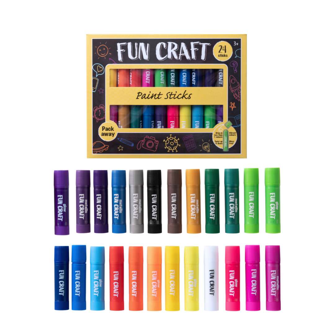24 Tempera Paint Sticks – Quick Dry Mess Free Painting Set