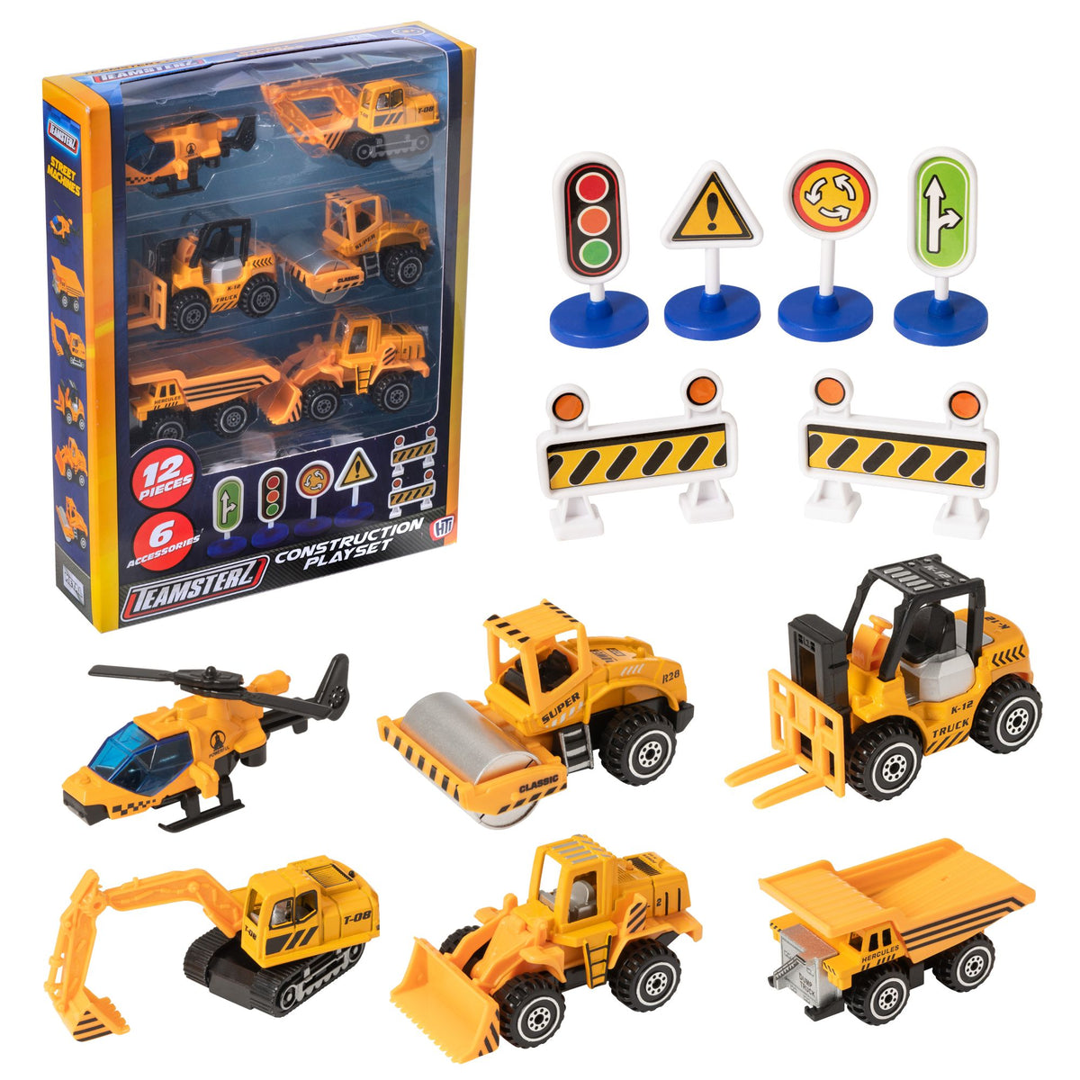 Teamsterz Street Machines Construction Playset | 12 Piece Construction Playset Construction Vehicles