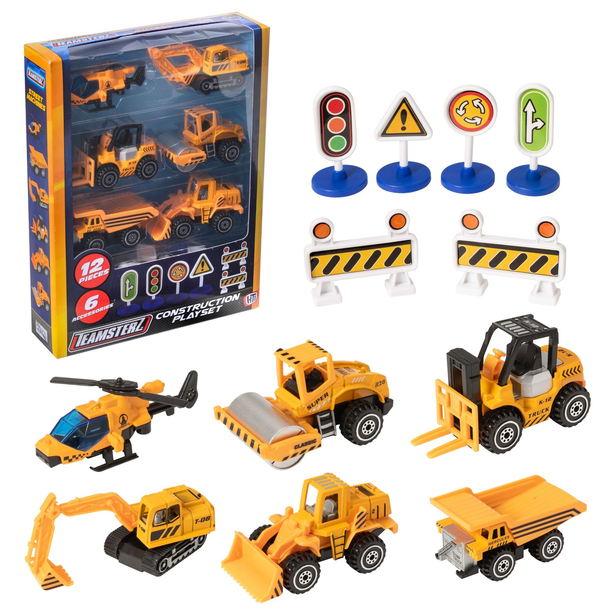 Teamsterz Street Machines Construction Playset | 12 Piece Construction Playset Construction Vehicles