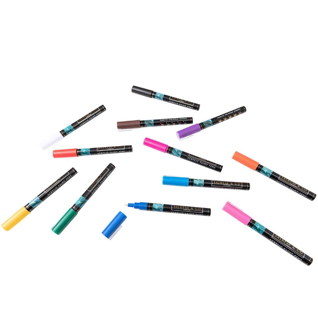 FairFax &amp; Co Deluxe Acrylic Paint Pen Set - 12 Pens Art Supplies