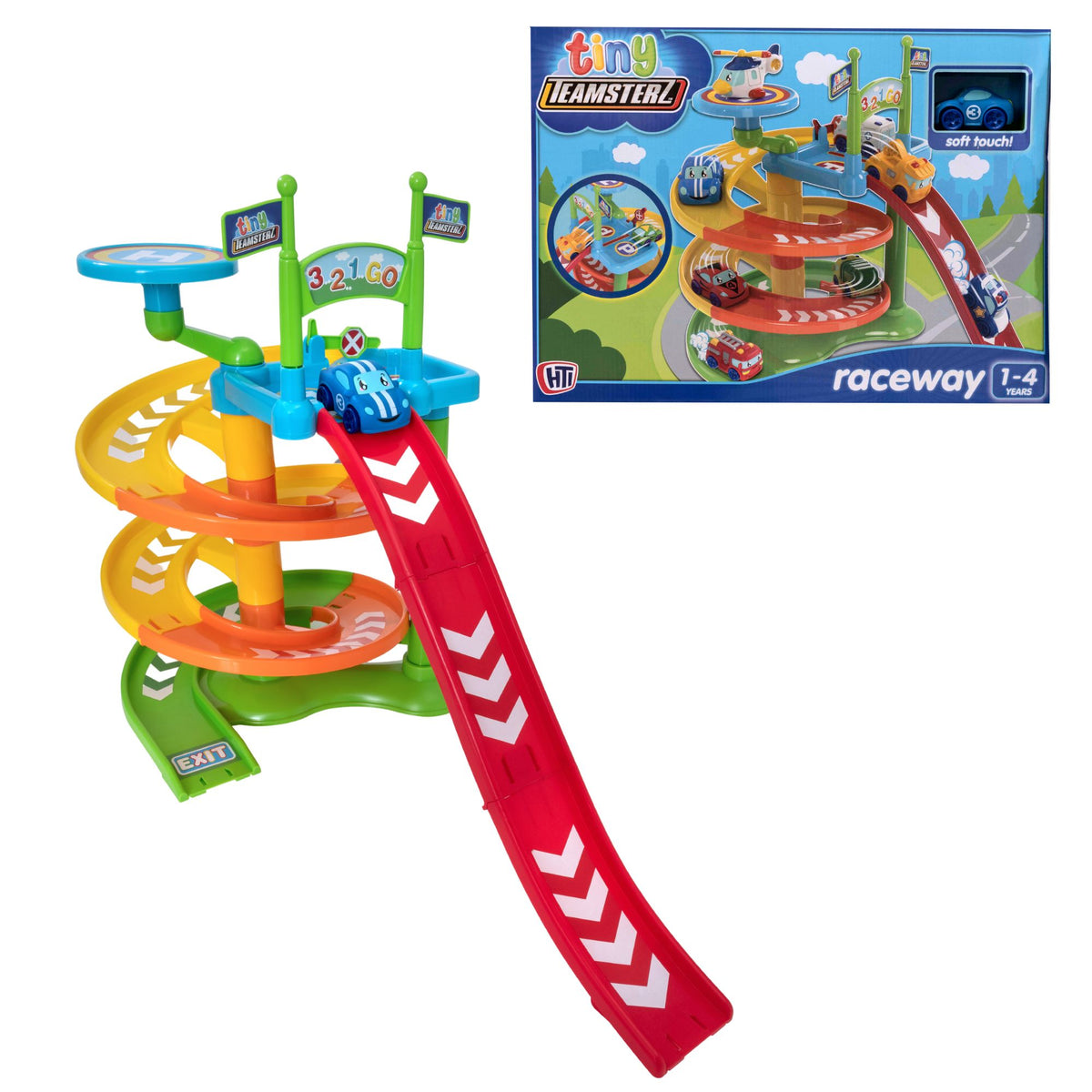 Tiny Teamsterz Spiral Raceway Launcher | Includes 1 Soft Touch Car Cars &amp; Transporters