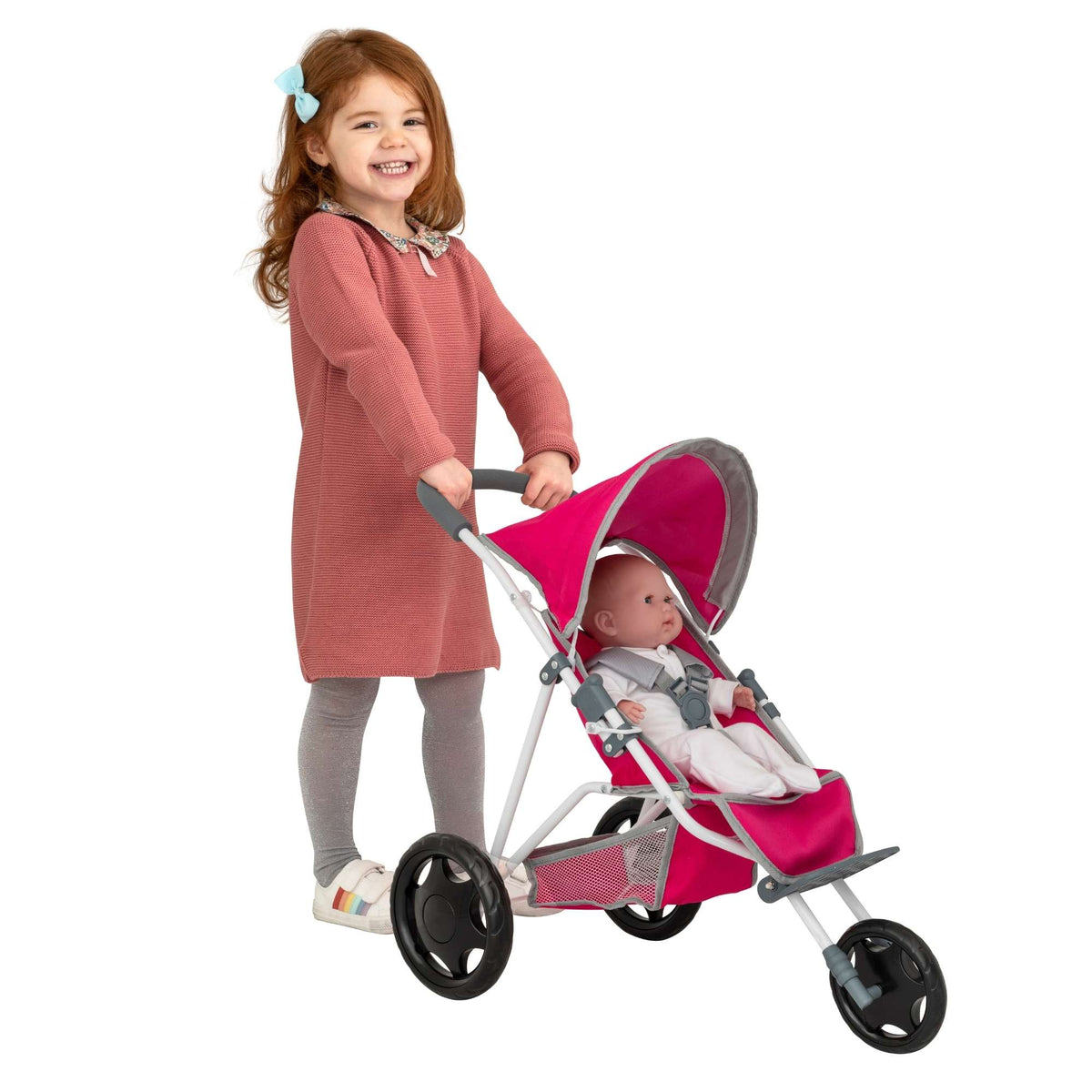 Chicco Pink 3 Wheeled Dolls Running Buggy Pushchairs
