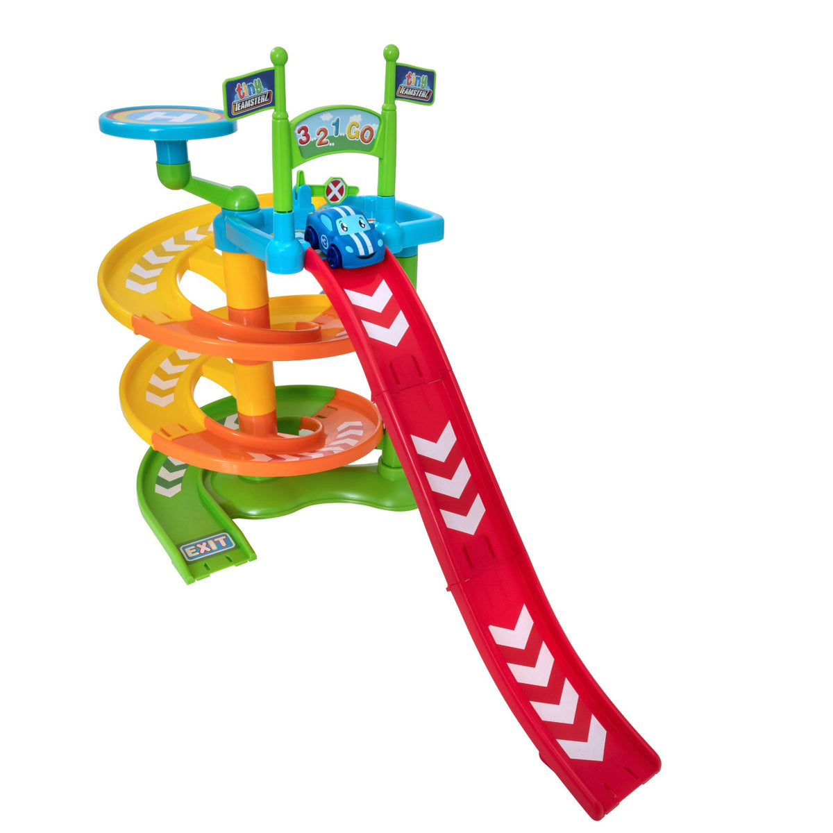 Tiny Teamsterz Spiral Raceway Launcher | Includes 1 Soft Touch Car Cars &amp; Transporters