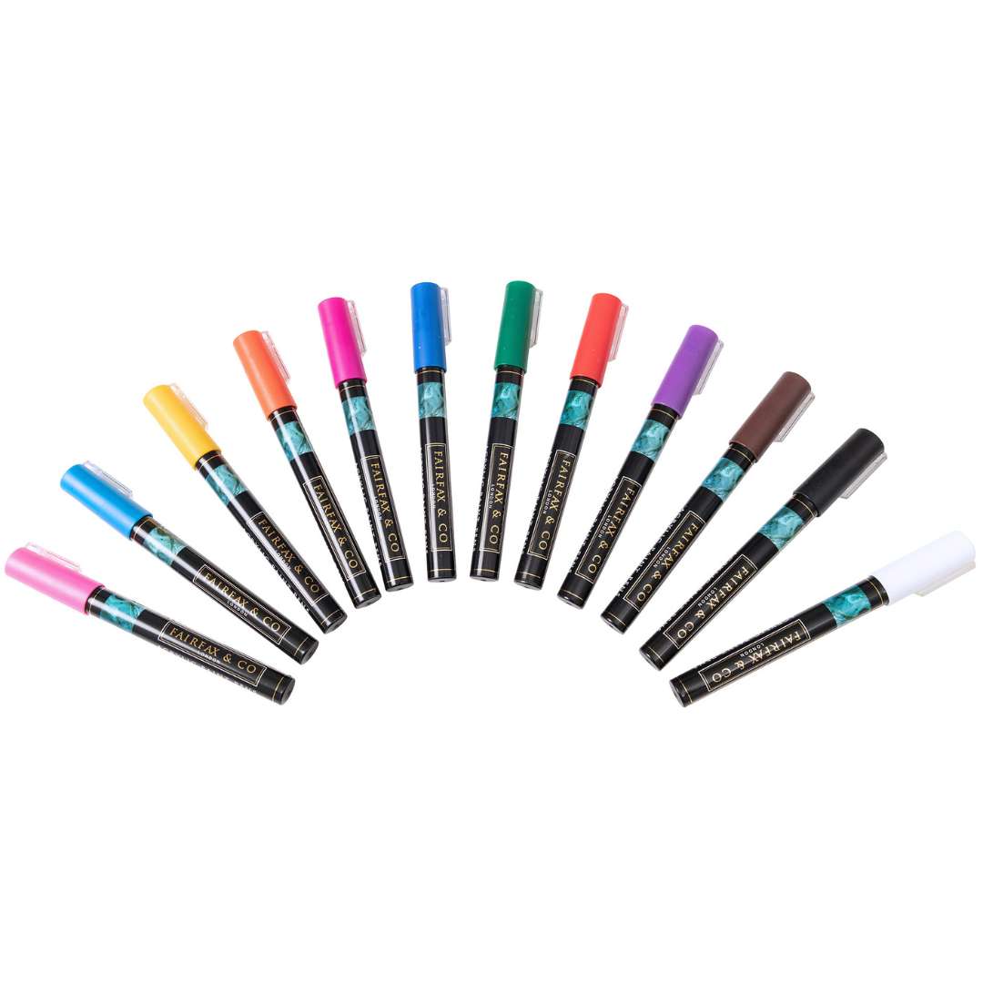 FairFax &amp; Co Deluxe Acrylic Paint Pen Set - 12 Pens Art Supplies