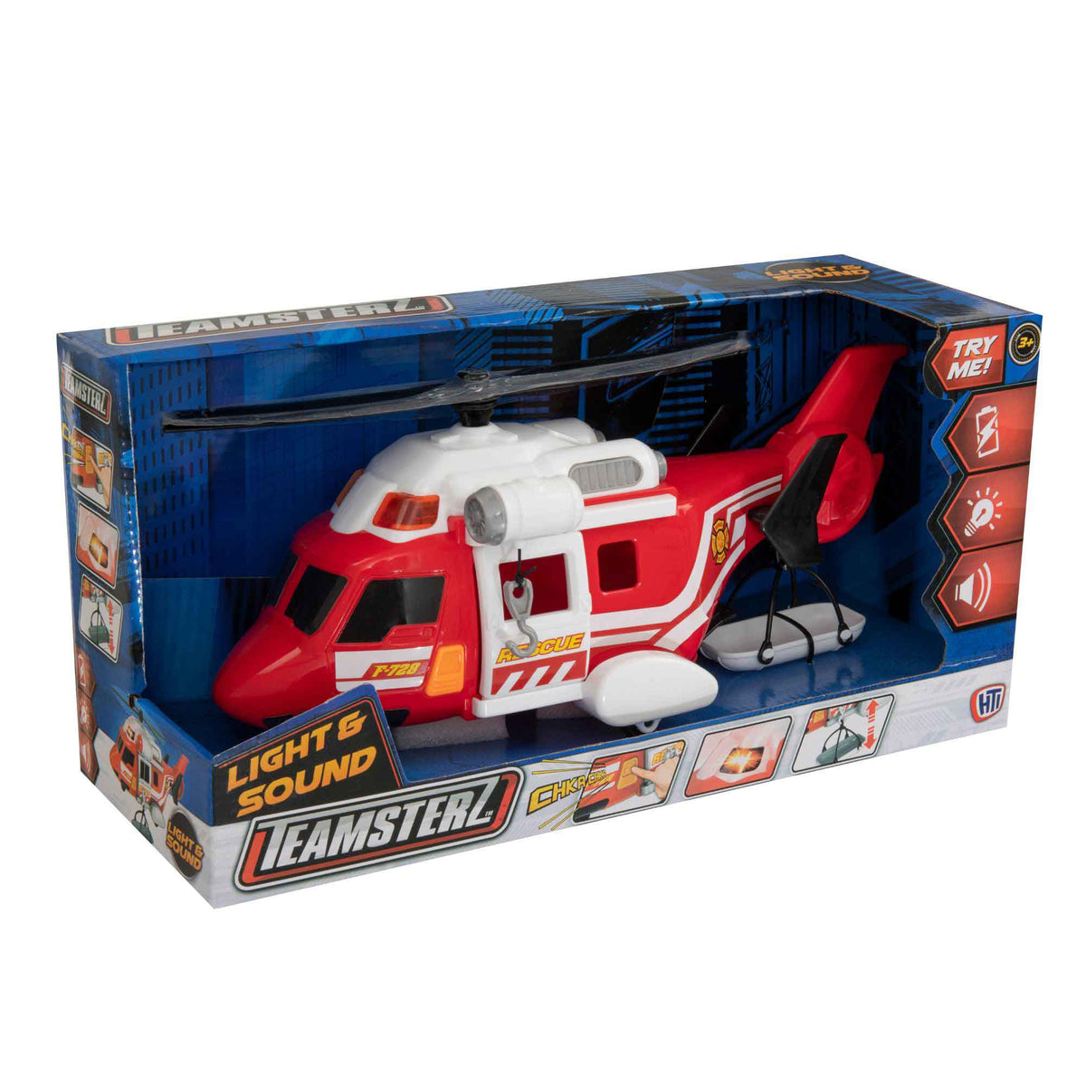Teamsterz Mighty Machines Medium Light &amp; Sound Fire Rescue Helicopter Helicopters &amp; Planes