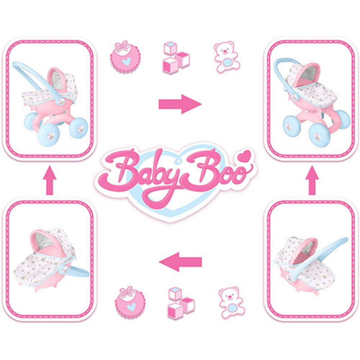 BabyBoo My First 4-IN-1 Interchangeable Dolls Pram