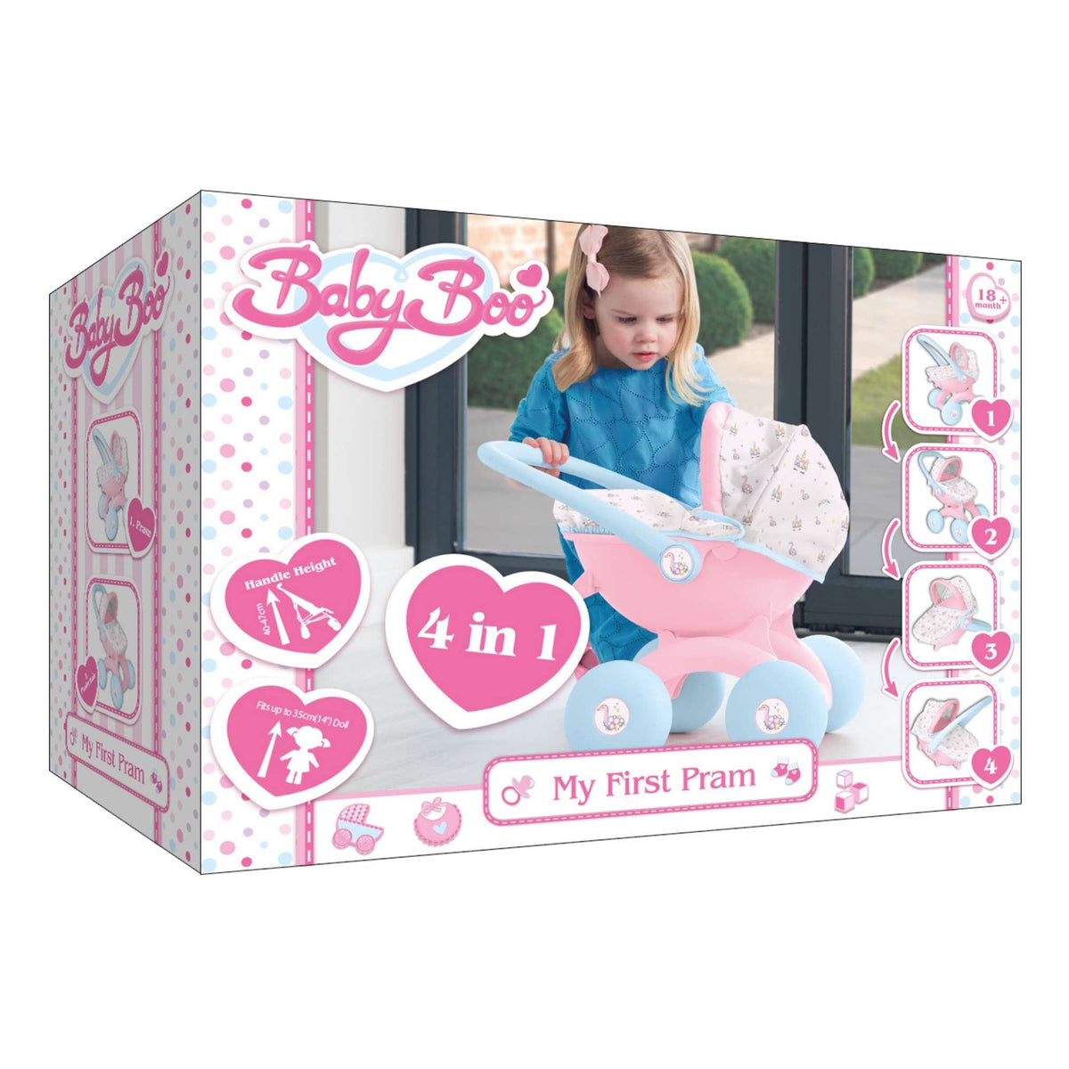 BabyBoo My First 4-IN-1 Interchangeable Dolls Pram Prams