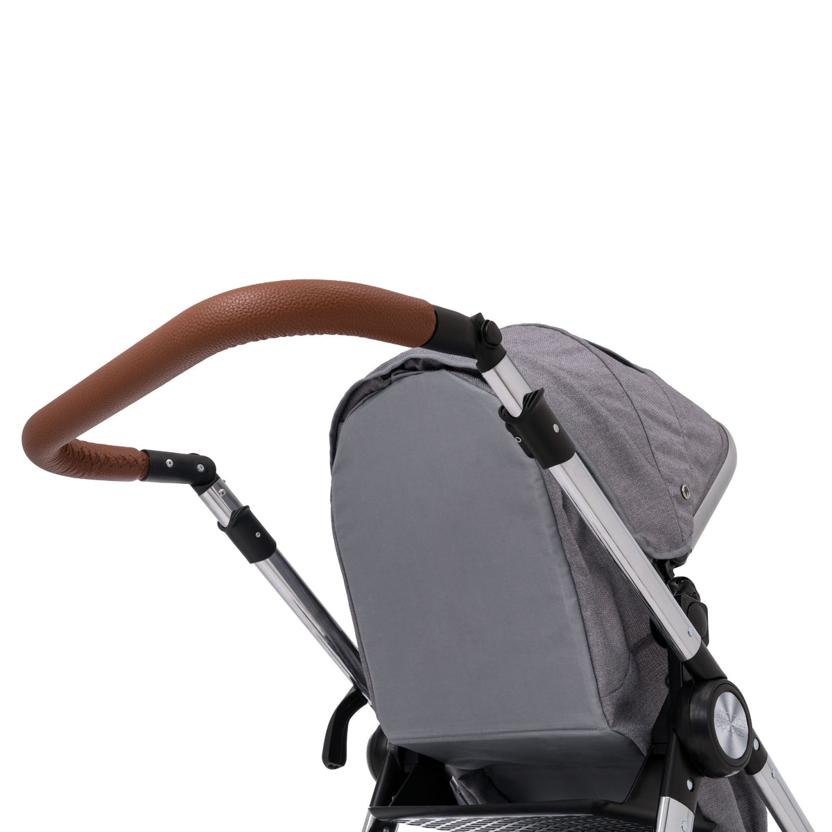 Mamas &amp; Papas Premium Occaro Pram set, a stylish dolls stroller with an adjustable hood, premium fabric, chunky chrome frame, and leather handles. Features front swivel wheels and folds flat for easy storage, mimicking the real-life version.