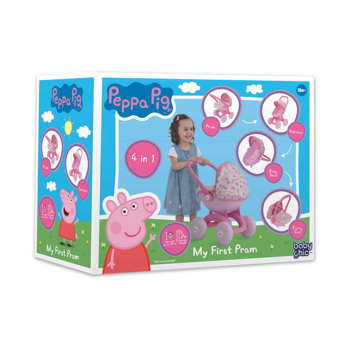 Peppa Pig 4 in 1 My First Dolls Pram - Pink Prams