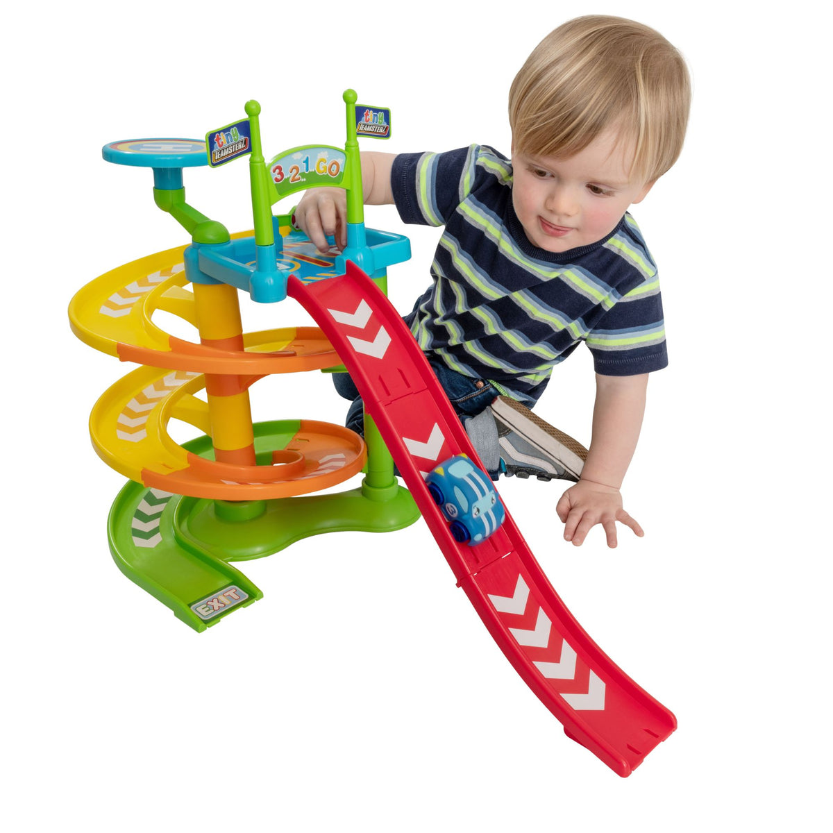 Tiny Teamsterz Spiral Raceway Launcher | Includes 1 Soft Touch Car Cars &amp; Transporters