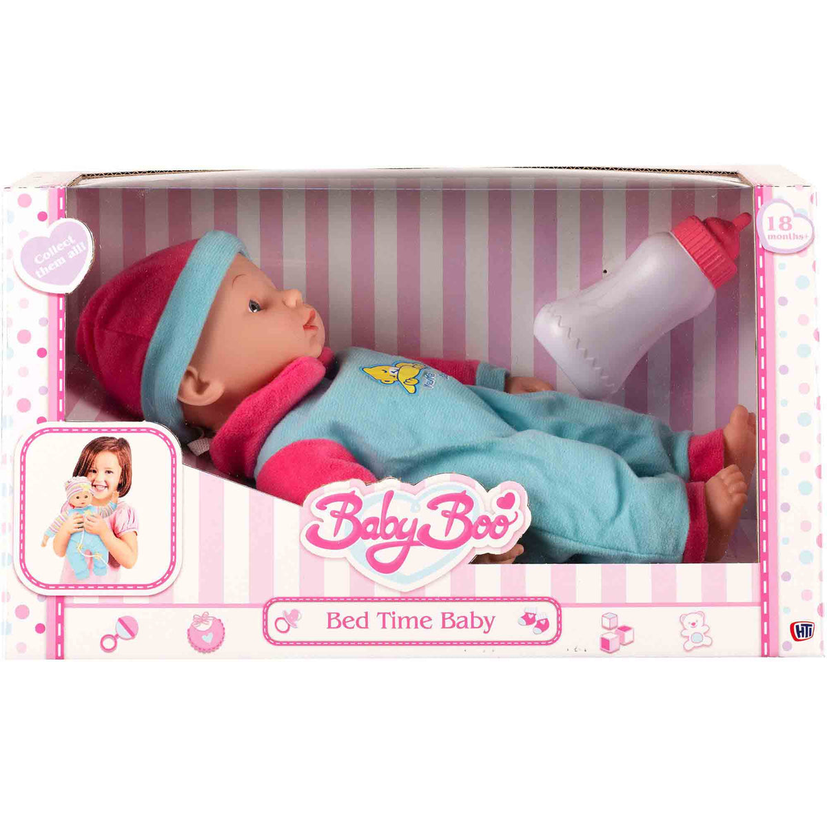 BabyBoo Bed Time Baby Doll with Bottle - Blue Dolls
