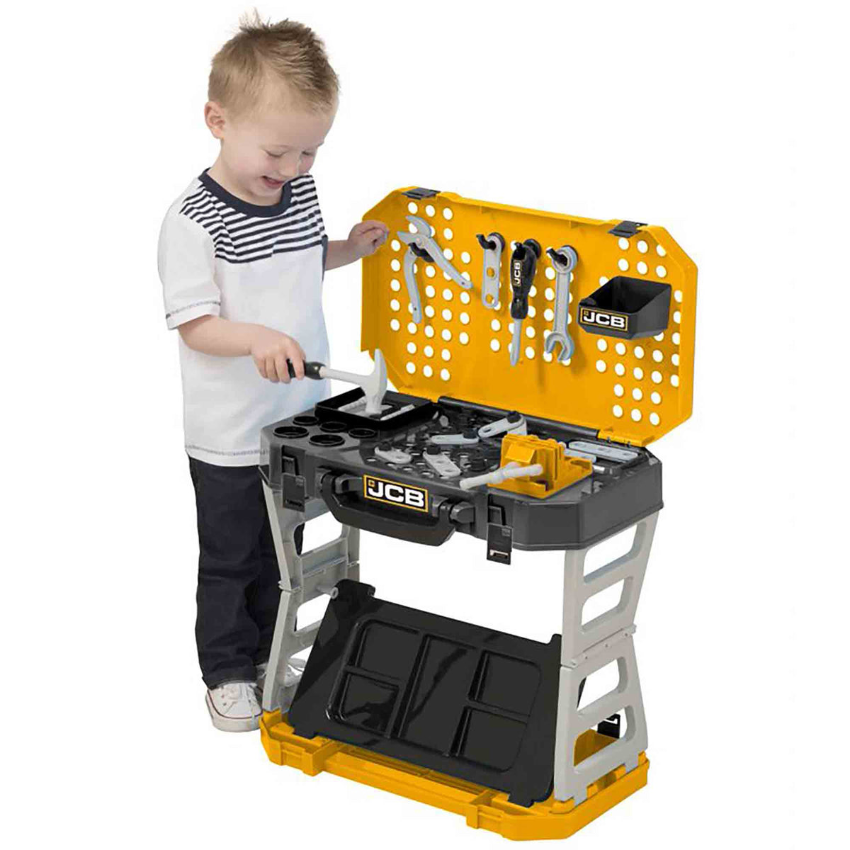 JCB Pop-Up Kids Toy Workbench with Tools