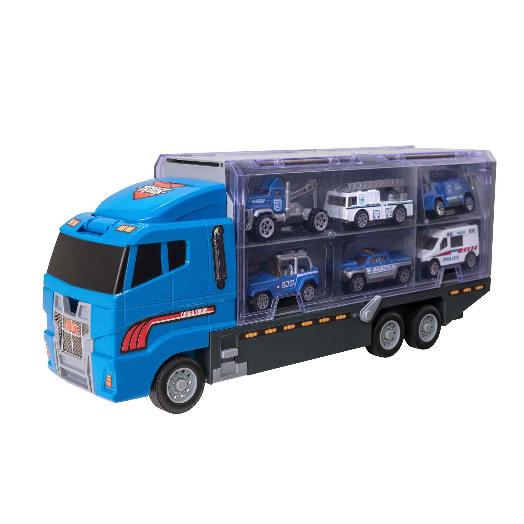 Police Service Transporter Toy Truck Playset